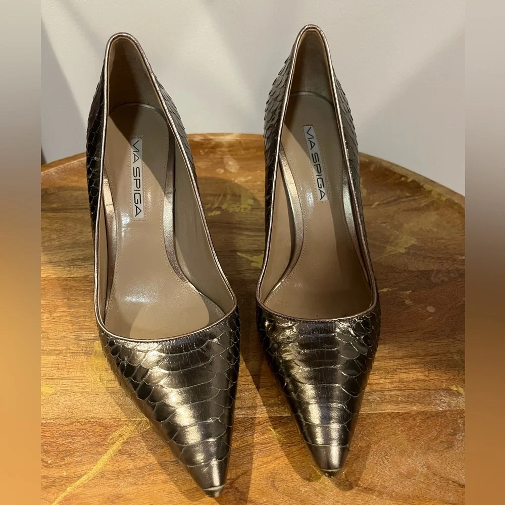 Vintage Via Spiga 4” Metallic heels - Picture 3 of 15